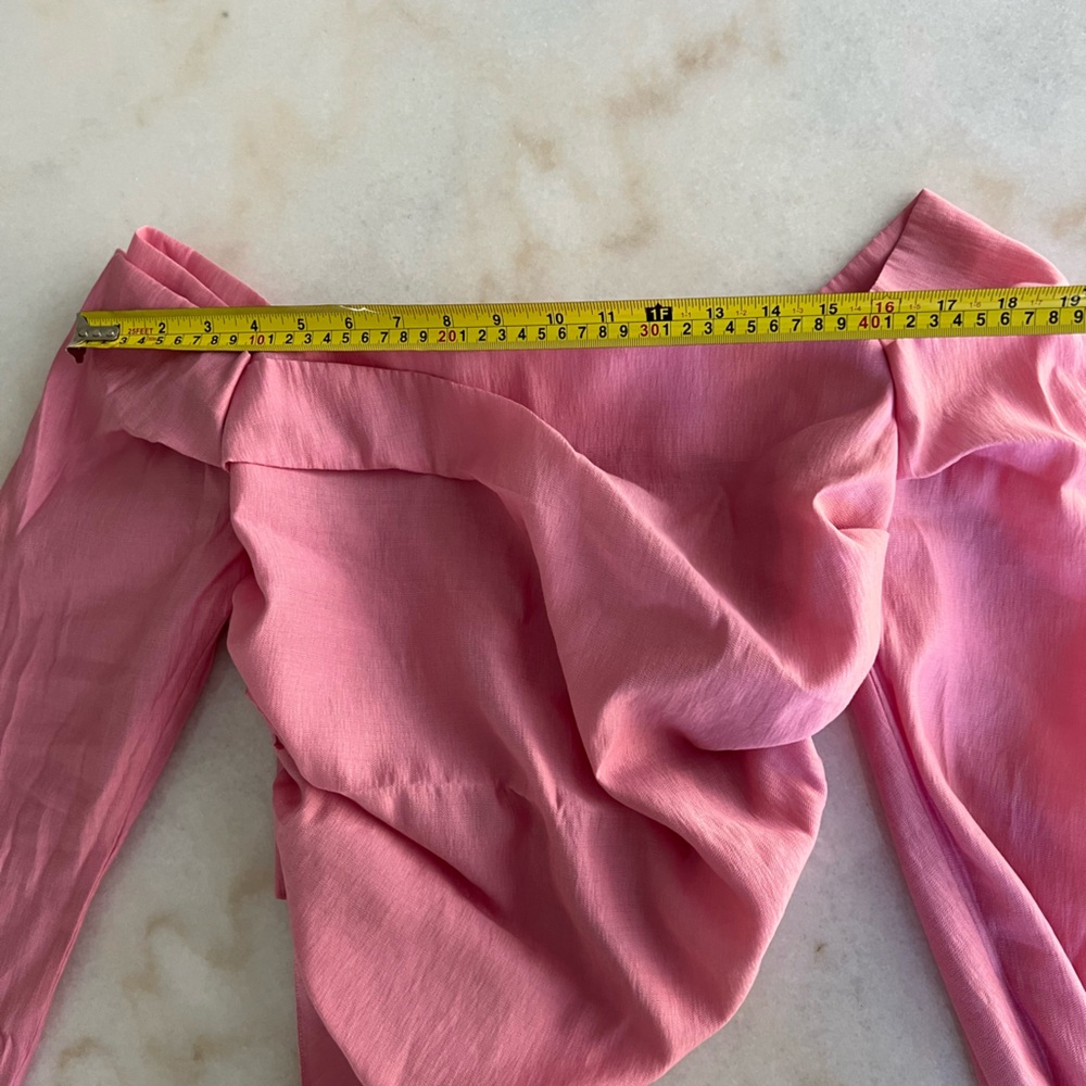 TOPSHOP Off the Shoulder Pink Long Sleeve Ruched Blouse Flirty Girly Top Blouse - Picture 8 of 12